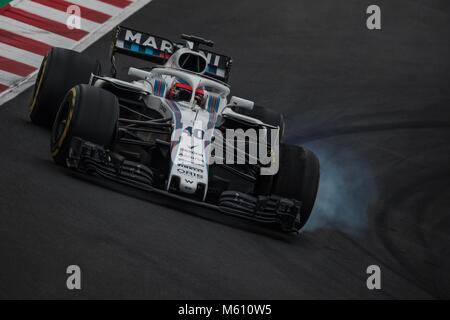 Barcelona, Spanien. 27 Feb, 2018. ROBERT KUBICA (POL) treibt in seinem Williams FW41 während der 2. Tag des Formel-1-Prüfung am Circuit de Catalunya Credit: Matthias Oesterle/Alamy leben Nachrichten Stockfoto
