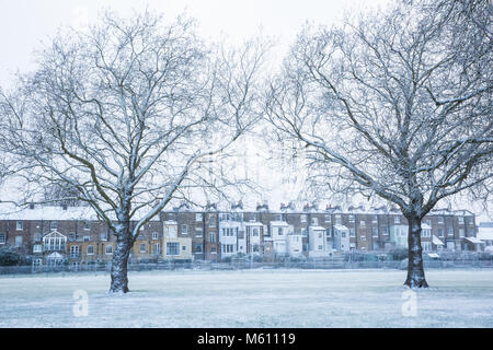 Windsor, Großbritannien. 27. Februar, 2018. Am späten Nachmittag Schneefall im Windsor Great Park. Credit: Mark Kerrison/Alamy leben Nachrichten Stockfoto