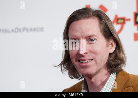 El Regisseur Wes Anderson bei der Premiere des Films "Isla de Perros' in Madrid Dienstag, Februar 27, 2018 Stockfoto