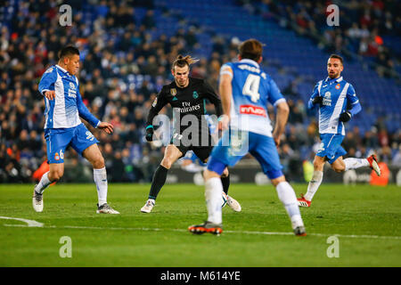 Barcelona, Spanien. 27 Feb, 2018. Ballen während des Spiels zwischen RCD Espanyol v-Real Madrid, für die Runde 26 der Liga Santander, an RCDE Stadion am 27. Februar 2018 in Barcelona, Spanien gespielt. Credit: Gtres Información más Comuniación auf Linie, S.L./Alamy leben Nachrichten Stockfoto