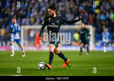 Barcelona, Spanien. 27 Feb, 2018. Isco während des Spiels zwischen RCD Espanyol v-Real Madrid, für die Runde 26 der Liga Santander, an RCDE Stadion am 27. Februar 2018 in Barcelona, Spanien gespielt. Credit: Gtres Información más Comuniación auf Linie, S.L./Alamy leben Nachrichten Stockfoto