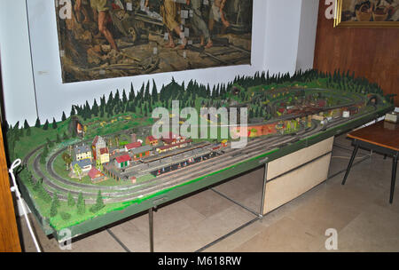 Model Railroad Tabelle auf Anzeige im Museum Stockfoto