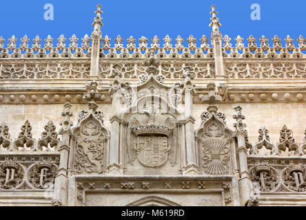 Detail der Fassade der Königlichen Kapelle in Granada, Spanien Stockfoto