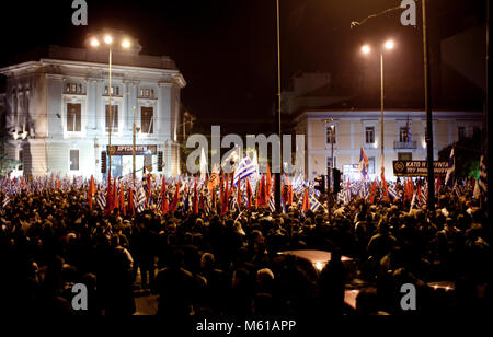 - 02/02/2013 - Athen - ganz rechts extreme nationalistische Partei Golden Dawn organisiert eine Veranstaltung der Tod von drei griechischen Soldaten während der imia Krise im Jahr 1996 zu gedenken. Athen, 2. Februar 2013 - Stefania Mizara/Le Pictorium Stockfoto