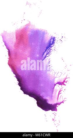 Abstrakte handgefertigte violett Vektor aquarell Splash auf weißem Hintergrund. Bunte Textur für Ihr Design. Stock Vektor