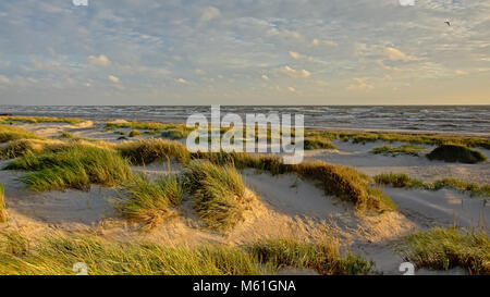 Licht und Schatten spielen auf den Dünen entlang der Ostsee Stockfoto