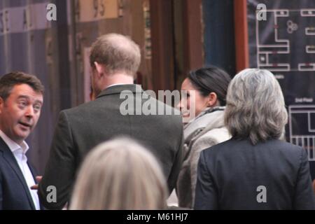 Prinz Harry und Meghan Markle besuchen Reprezent Radio im POP Brixton zu sehen Arbeit Messer Kriminalität in London, Großbritannien, zu bekämpfen. 9. Januar, 2018. Stockfoto