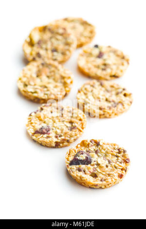 Haferflocken Cookies, Granola Kekse auf weißem Hintergrund. Stockfoto
