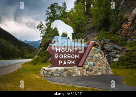 Der Eingang anmelden Mount Robson Provincial Park in Kanada Stockfoto