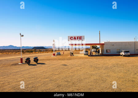 Roy's Motel und Cafe an der historischen Route 66 Stockfoto