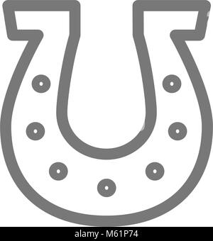 Einfache horseshoe Symbol Leitung. Symbol und Zeichen Vector Illustration Design. Auf weissem Hintergrund Stock Vektor