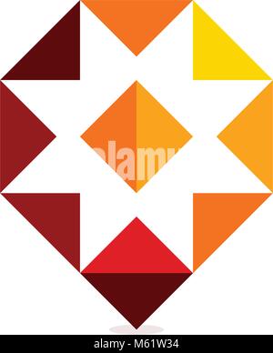 Red polygonalen abstrakte medizinische Kreuz, ungewöhnliche Symbol Ort auf der Karte, Vector Illustration Vorlage. Stock Vektor