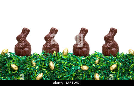 Schokolade Osterhasen in einer Reihe Stockfoto