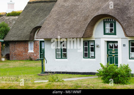 Haus mit Strohdach in Sønderho Dorf Stockfoto