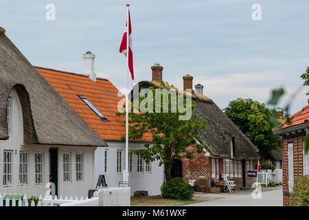 Haus mit Strohdach in Sønderho Dorf Stockfoto