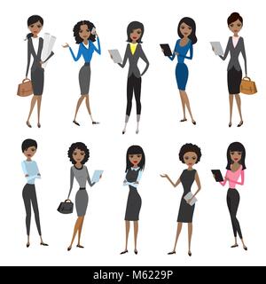 Stellen Frauen im Amt Kleidung. Schöne Frau in Business Kleidung. Vector Illustration Stock Vektor