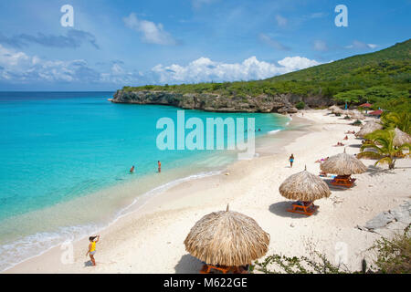 Touristen am beliebtesten Strand "Grote Knip', Curacao, Niederländische Antillen, Karibik, Karibik Stockfoto