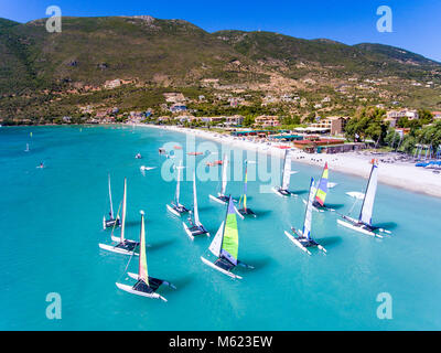 Windsurf Boote in Vasiliki, Lefkada Griechenland Ionische Insel Stockfoto