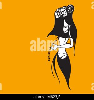 Östliche Frau Silhouette. Hand gezeichnet Vector Illustration Stock Vektor
