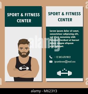 Athletic Club oder Fitnessraum Banner. Bodybuilder oder starker Mann. Vektor illustration Stock Vektor