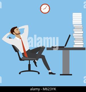 Office Manager oder Unternehmer entspannt nach einer Menge Arbeit, Vektor illustration Stock Vektor