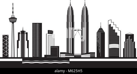 Kuala Lumpur Skyline bei Tag - Vector Illustration Stock Vektor