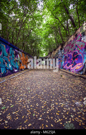 In den öffentlichen Park Schöneberger Südgelände in Berlin, formal ein Güterbahnhof. Stockfoto