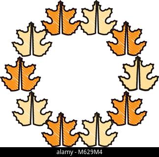 Dekorativer Kranz von trockenen Blättern Symbol auf weißem Hintergrund Vector Illustration Stock Vektor
