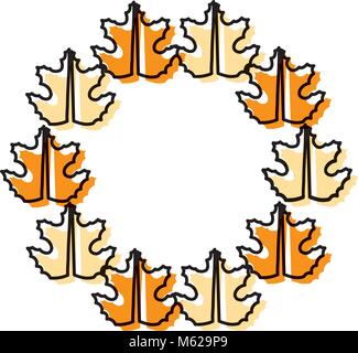 Dekorativer Kranz von trockenen Blättern Symbol auf weißem Hintergrund Vector Illustration Stock Vektor