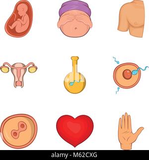 Menschliches Erscheinungsbild Icons, Cartoon Stil Stock Vektor