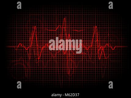 Red Sinuslinie. Erdbeben seismische Aktivität Hintergrundbild Stock Vektor