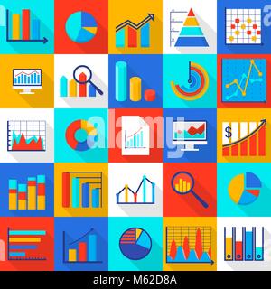 Infografik Elemente Symbole, flacher Stil Stock Vektor