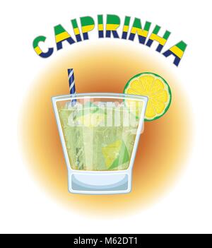 Caipirinha Cocktail vor der Sonne alle Objekte in unterschiedlichen Schichten und der Text -Typen benötigen keine Schriftart. Stock Vektor