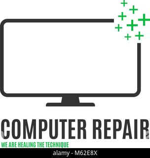 Computer Reparatur design Logo auf weißem Hintergrund Stock Vektor