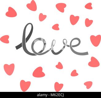 Liebe Karte Abbildung. Stilisierten text und Farbband Stock Vektor