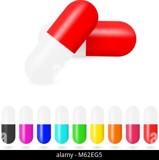 Festlegen von realistischen zwei Farbe medizinische Pillen Stock Vektor