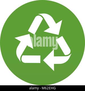 Weiß recycling Symbol auf grünen Kreis Abbildung. Stock Vektor