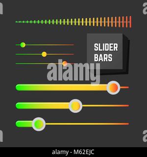 Bunte Schieberegler eingestellt. UI Design Collection. Stock Vektor