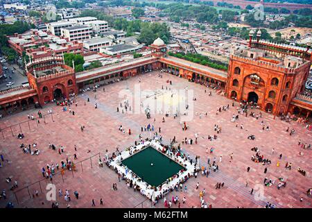 Blick vom Minarett der Jama Masjid, Old Delhi Indien Stockfoto
