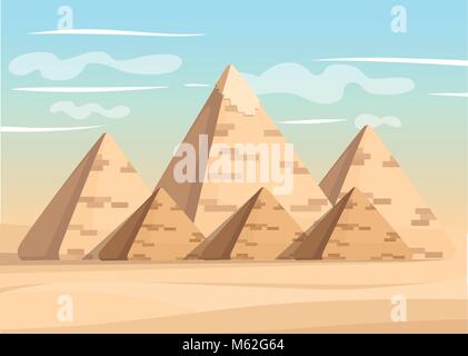 Pyramide von Gizeh komplexe ägyptischen Pyramiden tagsüber Wunder der Welt große Pyramide von Gizeh Vector Illustration Stock Vektor