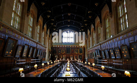 Großer Speisesaal, Christ Church College, Oxford, wie in Harry Potter verwendet Stockfoto