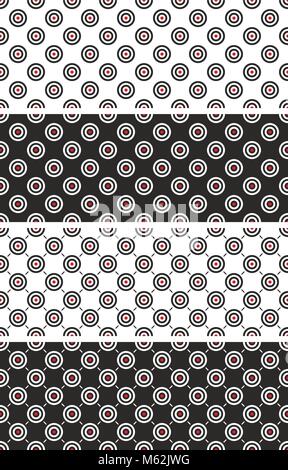 Red Bullseye Ziel nahtlose Muster festlegen Stock Vektor