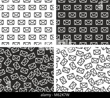 E-Mail schreiben nahtlose Muster festlegen Stock Vektor