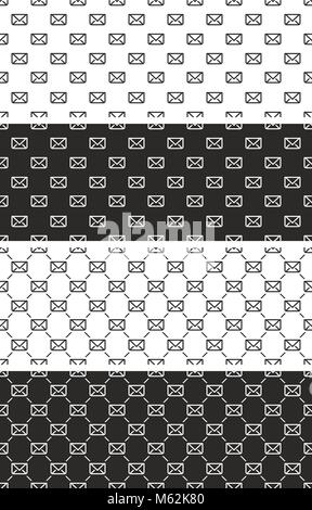 E-Mail schreiben nahtlose Muster festlegen Stock Vektor