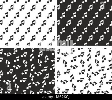 Musik beachten Sie nahtlose Muster festlegen Stock Vektor