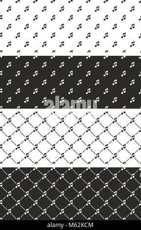 Musik beachten Sie nahtlose Muster festlegen Stock Vektor