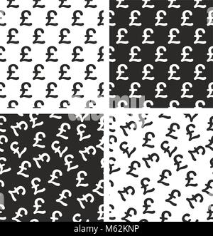 Pound Währung Zeichen nahtlose Muster festlegen Stock Vektor