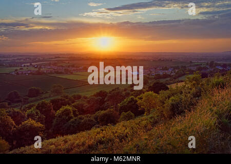 UK, Somerset, Yeovil, Stoke-Sub-Hamdon, Ham Hill Sonnenuntergang Stockfoto