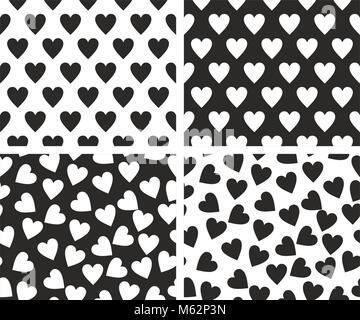 Herzform nahtlose Muster festlegen Stock Vektor