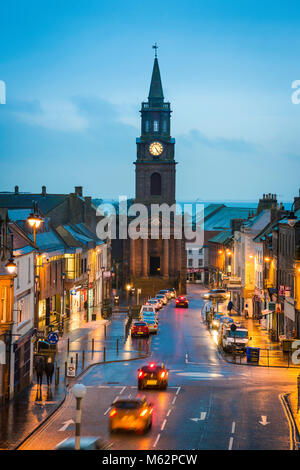 Berwick upon Tweed Stadt, Ansicht bei Nacht des Rathauses in Marygate im Zentrum von Berwick upon Tweed, Northumberland, England, UK. Stockfoto